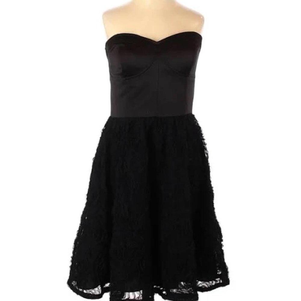 Black, Strapless, Chiffon Dress